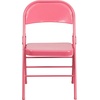 image:imageFlash Furniture 4 Pack HERCULES COLORBURST Series Bubblegum Pink Triple Braced amp Double Hinged Metal Folding Chair1