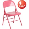 image:imageFlash Furniture 4 Pack HERCULES COLORBURST Series Bubblegum Pink Triple Braced amp Double Hinged Metal Folding Chair4