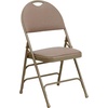 image:imageFlash Furniture 4 Pack HERCULES Series UltraPremium Triple Braced Burgundy Fabric Metal Folding Chair with EasyCarry HandleBeige FabricBeige Frame