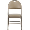 image:imageFlash Furniture 4 Pack HERCULES Series UltraPremium Triple Braced Burgundy Fabric Metal Folding Chair with EasyCarry HandleBeige VinylBeige Frame
