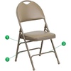 image:imageFlash Furniture 4 Pack HERCULES Series UltraPremium Triple Braced Burgundy Fabric Metal Folding Chair with EasyCarry HandleBeige VinylBeige Frame