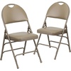 image:imageFlash Furniture 4 Pack HERCULES Series UltraPremium Triple Braced Burgundy Fabric Metal Folding Chair with EasyCarry HandleBeige VinylBeige Frame