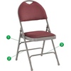 image:imageFlash Furniture 4 Pack HERCULES Series UltraPremium Triple Braced Burgundy Fabric Metal Folding Chair with EasyCarry HandleBurgundy FabricGray Frame