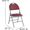 image:imageFlash Furniture 4 Pack HERCULES Series UltraPremium Triple Braced Burgundy Fabric Metal Folding Chair with EasyCarry HandleBurgundy FabricGray Frame