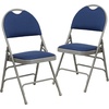image:imageFlash Furniture 4 Pack HERCULES Series UltraPremium Triple Braced Burgundy Fabric Metal Folding Chair with EasyCarry HandleNavy FabricGray Frame