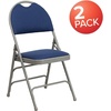 image:imageFlash Furniture 4 Pack HERCULES Series UltraPremium Triple Braced Burgundy Fabric Metal Folding Chair with EasyCarry HandleNavy FabricGray Frame