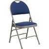 image:imageFlash Furniture 4 Pack HERCULES Series UltraPremium Triple Braced Burgundy Fabric Metal Folding Chair with EasyCarry HandleNavy FabricGray Frame