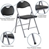 image:imageFlash Furniture 4 Pack Hercules Series Black Vinyl Metal Folding Chair with Carrying Handle and Madelyn Folding Card Table  Black  Portable Square Table with Collapsible Legs