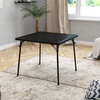 image:imageFlash Furniture 4 Pack Hercules Series Black Vinyl Metal Folding Chair with Carrying Handle and Madelyn Folding Card Table  Black  Portable Square Table with Collapsible Legs