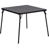 image:imageFlash Furniture 4 Pack Hercules Series Black Vinyl Metal Folding Chair with Carrying Handle and Madelyn Folding Card Table  Black  Portable Square Table with Collapsible Legs