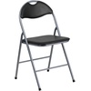 image:imageFlash Furniture 4 Pack Hercules Series Black Vinyl Metal Folding Chair with Carrying Handle and Madelyn Folding Card Table  Black  Portable Square Table with Collapsible Legs