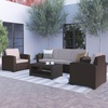 image:imageFlash Furniture 4 Piece Outdoor Faux Rattan Chair Sofa and Table Set in Chocolate BrownChocolate Brown