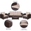 image:imageFlash Furniture 4 Piece Outdoor Faux Rattan Chair Sofa and Table Set in Chocolate BrownChocolate Brown