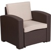 image:imageFlash Furniture 4 Piece Outdoor Faux Rattan Chair Sofa and Table Set in Chocolate BrownChocolate Brown