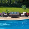 image:imageFlash Furniture 4 Piece Outdoor Faux Rattan Chair Sofa and Table Set in Chocolate BrownChocolate Brown