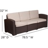 image:imageFlash Furniture 4 Piece Outdoor Faux Rattan Chair Sofa and Table Set in Chocolate BrownChocolate Brown