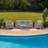 image:imageFlash Furniture 4 Piece Outdoor Faux Rattan Chair Sofa and Table Set in Chocolate BrownLight Gray