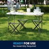 image:imageFlash Furniture 4 Rectangular Plastic Folding Event Table with Adjustable Legs and Carrying Handle BiFold Portable Banquet Table for IndoorOutdoor Events White