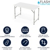 image:imageFlash Furniture 4 Rectangular Plastic Folding Event Table with Adjustable Legs and Carrying Handle BiFold Portable Banquet Table for IndoorOutdoor Events White