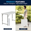 image:imageFlash Furniture 4 Rectangular Plastic Folding Event Table with Adjustable Legs and Carrying Handle BiFold Portable Banquet Table for IndoorOutdoor Events White