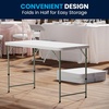 image:imageFlash Furniture 4 Rectangular Plastic Folding Event Table with Adjustable Legs and Carrying Handle BiFold Portable Banquet Table for IndoorOutdoor Events White