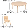 image:imageFlash Furniture 45 Round Blue Plastic Height Adjustable Activity Table Set with 2 ChairsNatural
