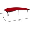 image:imageFlash Furniture 48W x 96L Kidney Grey Thermal Laminate Activity Table  Height Adjustable Short LegsRed