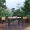 image:imageFlash Furniture 5 Piece Patio Table Set  Synthetic Teak Poly Slats  30 x 48 Steel Framed Table with 4 Faux Teak Chairs