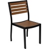 image:imageFlash Furniture 5 Piece Patio Table Set  Synthetic Teak Poly Slats  35 Square Steel Framed Table with 4 Faux Teak Chairs