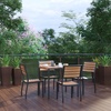 image:imageFlash Furniture 5 Piece Patio Table Set  Synthetic Teak Poly Slats  35 Square Steel Framed Table with 4 Faux Teak Chairs