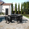 image:imageFlash Furniture Abraham Outdoor Dining Table for 6 Commercial Grade AllWeather Recycled HDPE Adirondack Style Table UV Fade Resistant 72 Rectangle GrayBlack