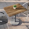 image:imageFlash Furniture Acadia 30x24 Round Indoor Outdoor Dark Brown Tabletop with 18 Round Silver Base Scratch Heat amp UV Resistant Seamless TopGuard HPL Top and EdgeNaturalSilver Base