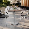 image:imageFlash Furniture Acadia 30x24 Round Indoor Outdoor Dark Brown Tabletop with 18 Round Silver Base Scratch Heat amp UV Resistant Seamless TopGuard HPL Top and EdgeDark BrownSilver Base