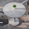 image:imageFlash Furniture Acadia 3125 Round Indoor Outdoor Dark Brown Tabletop with 18 Round Silver Base Scratch Heat amp UV Resistant Seamless TopGuard HPL Top and EdgeGray Faux ConcreteSilver Base