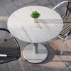 image:imageFlash Furniture Acadia 3125 Round Indoor Outdoor Dark Brown Tabletop with 18 Round Silver Base Scratch Heat amp UV Resistant Seamless TopGuard HPL Top and EdgeWhite Faux MarbleSilver Base