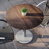 image:imageFlash Furniture Acadia 3125 Round Indoor Outdoor Dark Brown Tabletop with 18 Round Silver Base Scratch Heat amp UV Resistant Seamless TopGuard HPL Top and EdgeDark BrownSilver Base