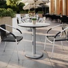 image:imageFlash Furniture Acadia 3125 Round Indoor Outdoor Dark Brown Tabletop with 18 Round Silver Base Scratch Heat amp UV Resistant Seamless TopGuard HPL Top and EdgeWhite Faux MarbleSilver Base