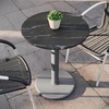 image:imageFlash Furniture Acadia 3125 Round Indoor Outdoor Dark Brown Tabletop with 18 Round Silver Base Scratch Heat amp UV Resistant Seamless TopGuard HPL Top and EdgeBlack Faux MarbleSilver Base