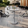 image:imageFlash Furniture Acadia 3125 Round Indoor Outdoor Dark Brown Tabletop with 18 Round Silver Base Scratch Heat amp UV Resistant Seamless TopGuard HPL Top and EdgeWhite Faux MarbleSilver Base