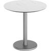 image:imageFlash Furniture Acadia 3125 Round Indoor Outdoor Dark Brown Tabletop with 18 Round Silver Base Scratch Heat amp UV Resistant Seamless TopGuard HPL Top and EdgeWhite Faux MarbleSilver Base