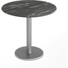 image:imageFlash Furniture Acadia 3125 Round Indoor Outdoor Dark Brown Tabletop with 18 Round Silver Base Scratch Heat amp UV Resistant Seamless TopGuard HPL Top and EdgeBlack Faux MarbleSilver Base