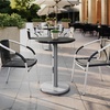 image:imageFlash Furniture Acadia 3125 Round Indoor Outdoor Dark Brown Tabletop with 18 Round Silver Base Scratch Heat amp UV Resistant Seamless TopGuard HPL Top and EdgeBlack Faux MarbleSilver Base