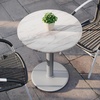 image:imageFlash Furniture Acadia 3125 Round Indoor Outdoor Dark Brown Tabletop with 18 Round Silver Base Scratch Heat amp UV Resistant Seamless TopGuard HPL Top and EdgeWhite Faux MarbleSilver Base