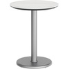 image:imageFlash Furniture Acadia 3125 Round Indoor Outdoor Dark Brown Tabletop with 18 Round Silver Base Scratch Heat amp UV Resistant Seamless TopGuard HPL Top and EdgeWhite Faux MarbleSilver Base