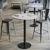 image:imageFlash Furniture Acadia 3125 Round Indoor White Faux Marble Tabletop with 18 Round Black Bar Height Base Seamless TopGuard HPL Top and EdgeWhite Faux MarbleBlack Base