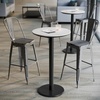 image:imageFlash Furniture Acadia 3125 Round Indoor White Faux Marble Tabletop with 18 Round Black Bar Height Base Seamless TopGuard HPL Top and EdgeWhite Faux MarbleBlack Base