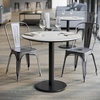 image:imageFlash Furniture Acadia 3125 Round Indoor White Faux Marble Tabletop with 18 Round Black Table Height Base Seamless TopGuard HPL Top and EdgeWhite Faux MarbleBlack Base