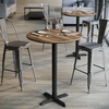 image:imageFlash Furniture Acadia 3125 Round Indoor White Faux Marble Tabletop with 22 x 22 Black Bar Height X Base Seamless TopGuard HPL Top and EdgeNaturalBlack Base