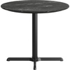 image:imageFlash Furniture Acadia 36 Round Indoor Dark Brown Tabletop with 30 x 30 Black Table Height X Base Seamless TopGuard HPL Top and EdgeBlack Faux MarbleBlack Base