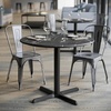 image:imageFlash Furniture Acadia 36 Round Indoor Dark Brown Tabletop with 30 x 30 Black Table Height X Base Seamless TopGuard HPL Top and EdgeBlack Faux MarbleBlack Base
